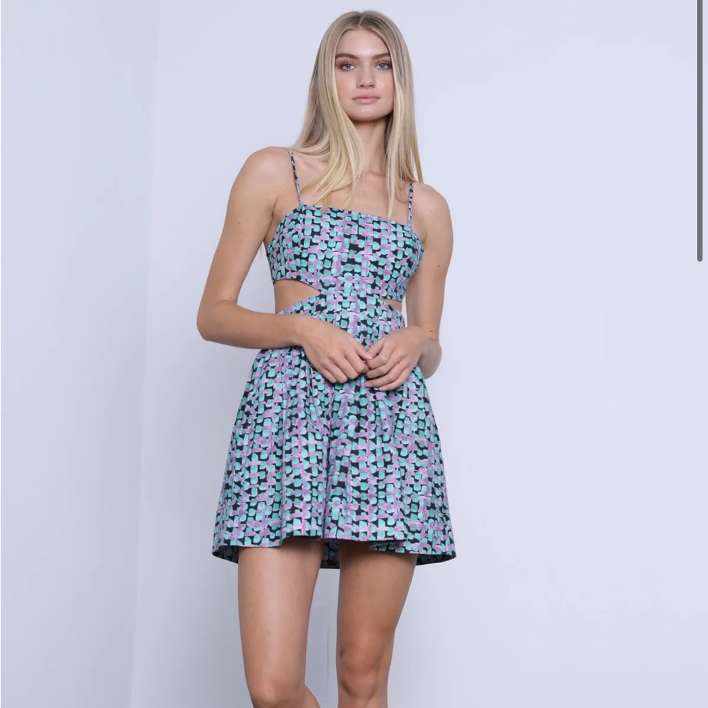 Nwt Karina Grimaldi - Harper Print Mini Dress - Lavender Multi Sizes Xs, S